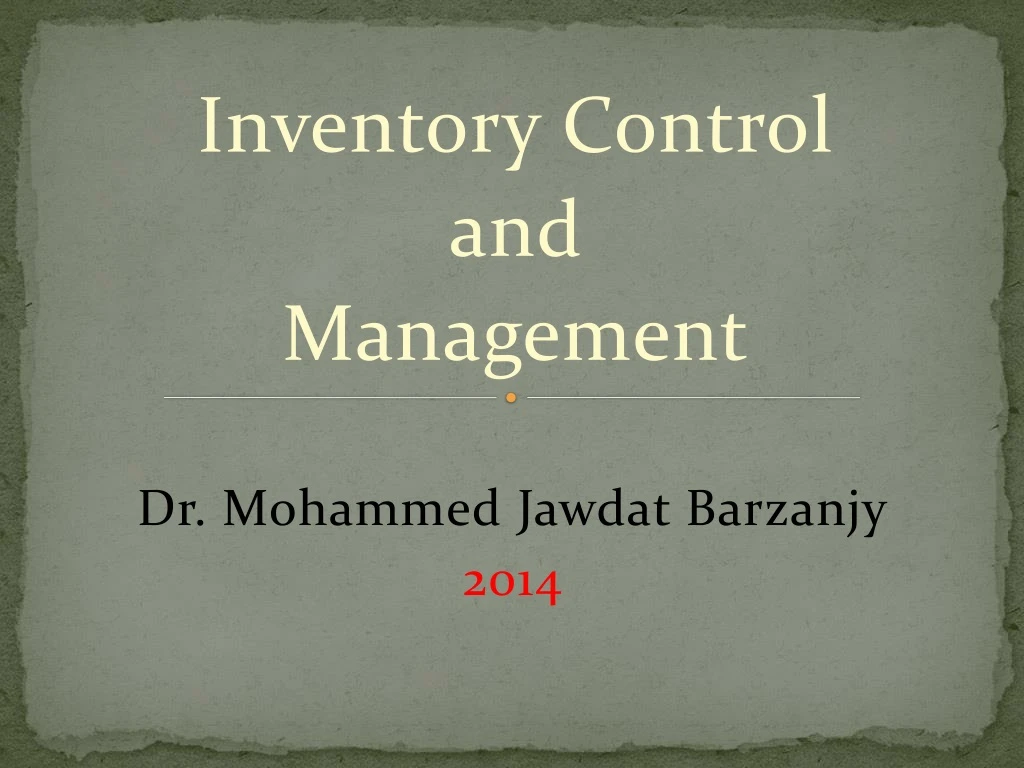 inventory control and management