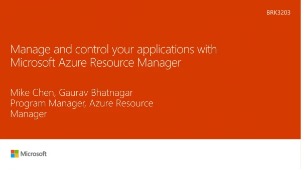 Manage and control your applications with Microsoft Azure Resource Manager