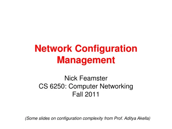 Network Configuration Management