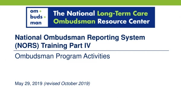 Ombudsman Program Activities May 29, 2019 (revised October 2019)