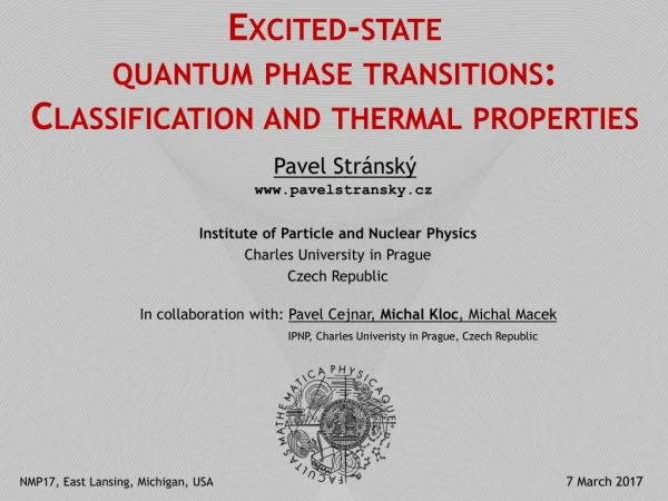 Excited-state quantum phase transitions : Classification and thermal properties