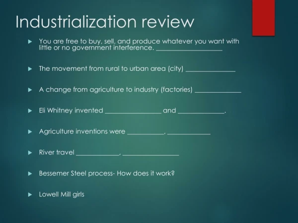 Industrialization review
