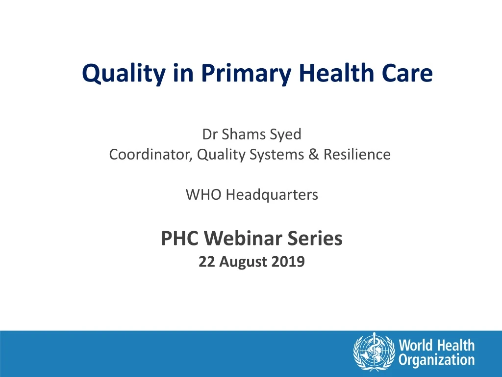 quality in primary health care