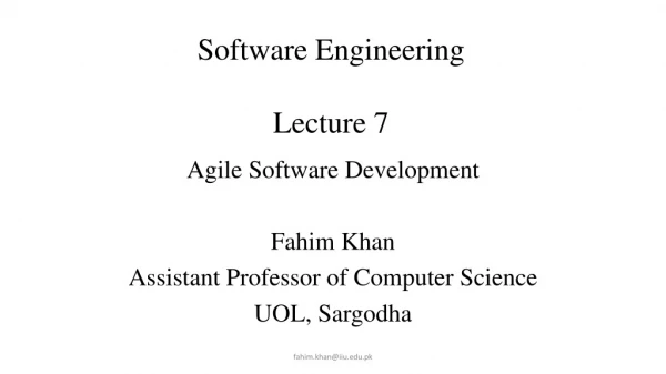 Software Engineering Lecture 7 Lecture # 7