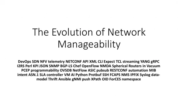 The Evolution of Network Manageability