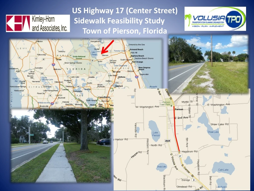us highway 17 center street sidewalk feasibility study town of pierson florida