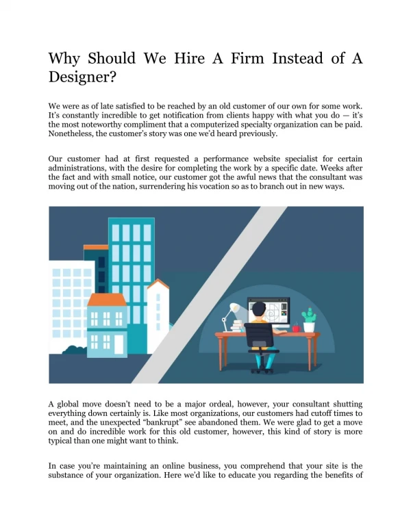 Why Should We Hire A Firm Instead of A Designer?