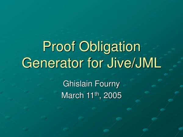 Proof Obligation Generator for Jive/JML