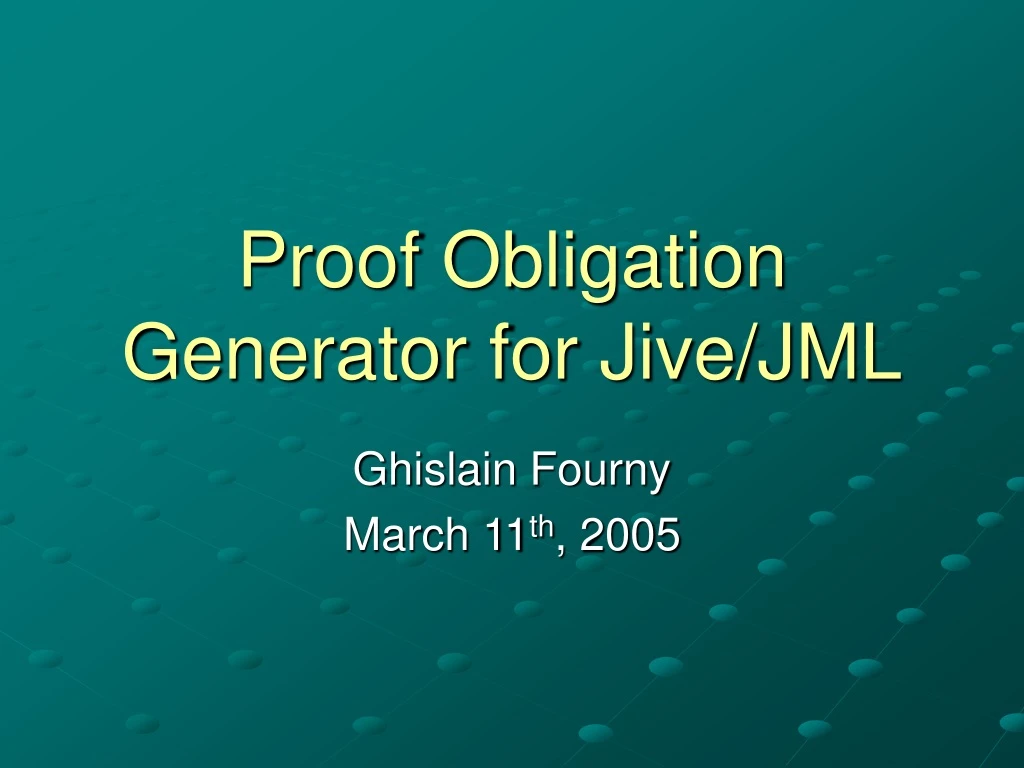 proof obligation generator for jive jml