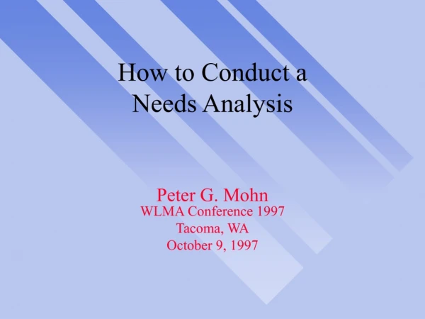 How to Conduct a Needs Analysis