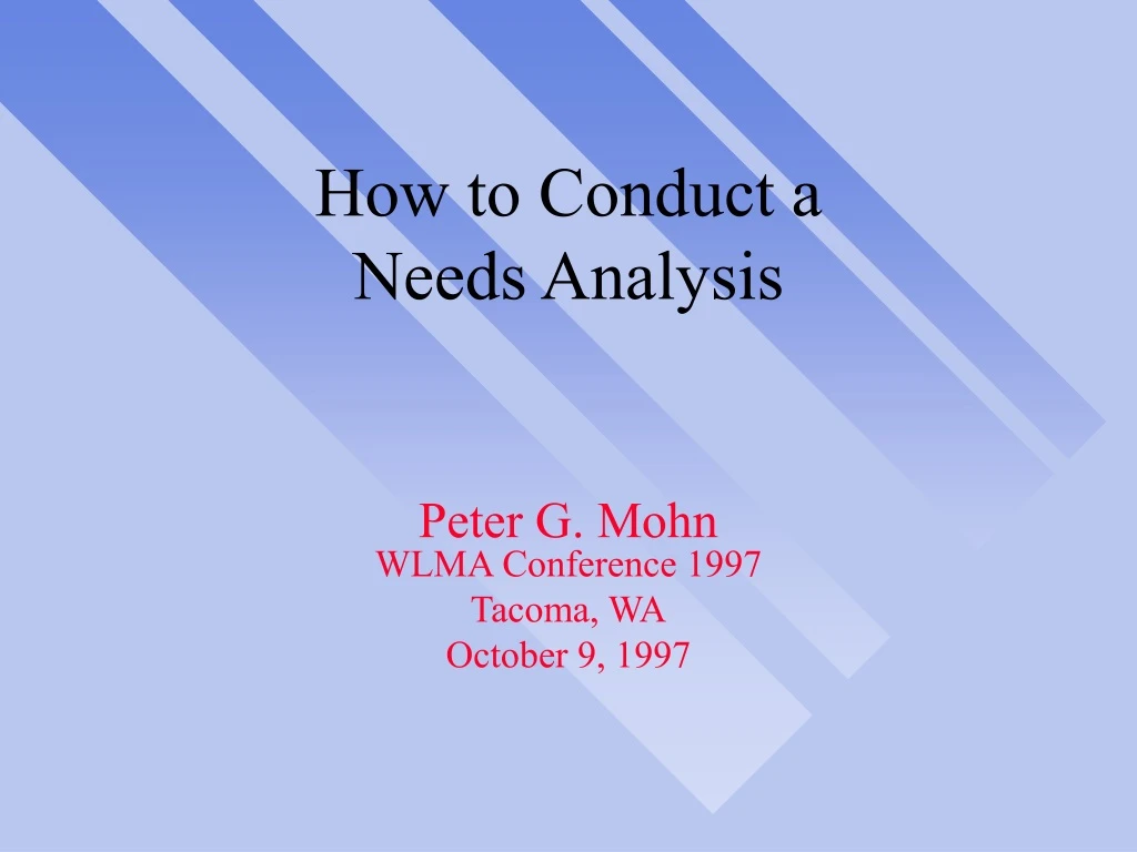 how to conduct a needs analysis