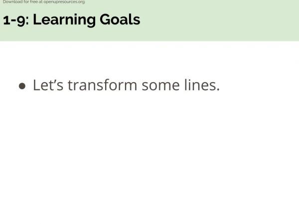 1-9: Learning Goals