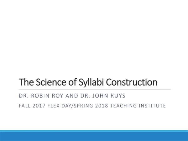 The Science of Syllabi Construction