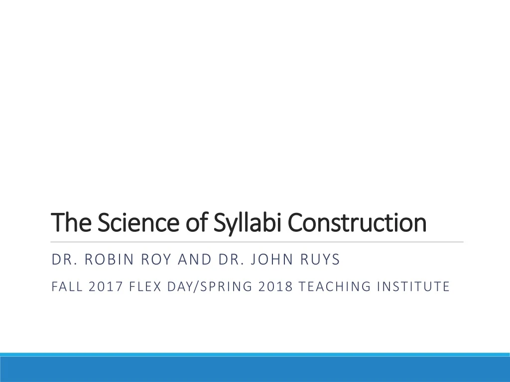 the science of syllabi construction