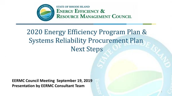 2020 Energy Efficiency Program Plan &amp; Systems Reliability Procurement Plan Next Steps