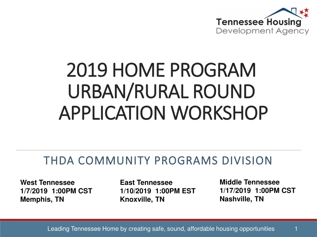 2019 home program urban rural round application workshop