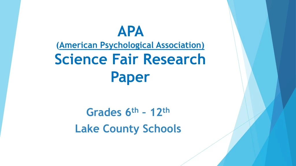 apa american psychological association science fair research paper