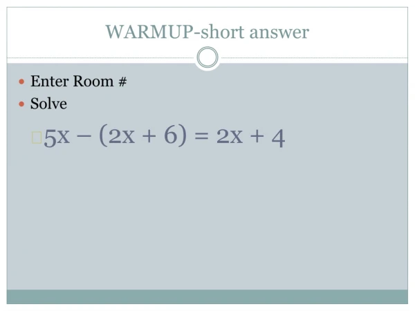 WARMUP-short answer