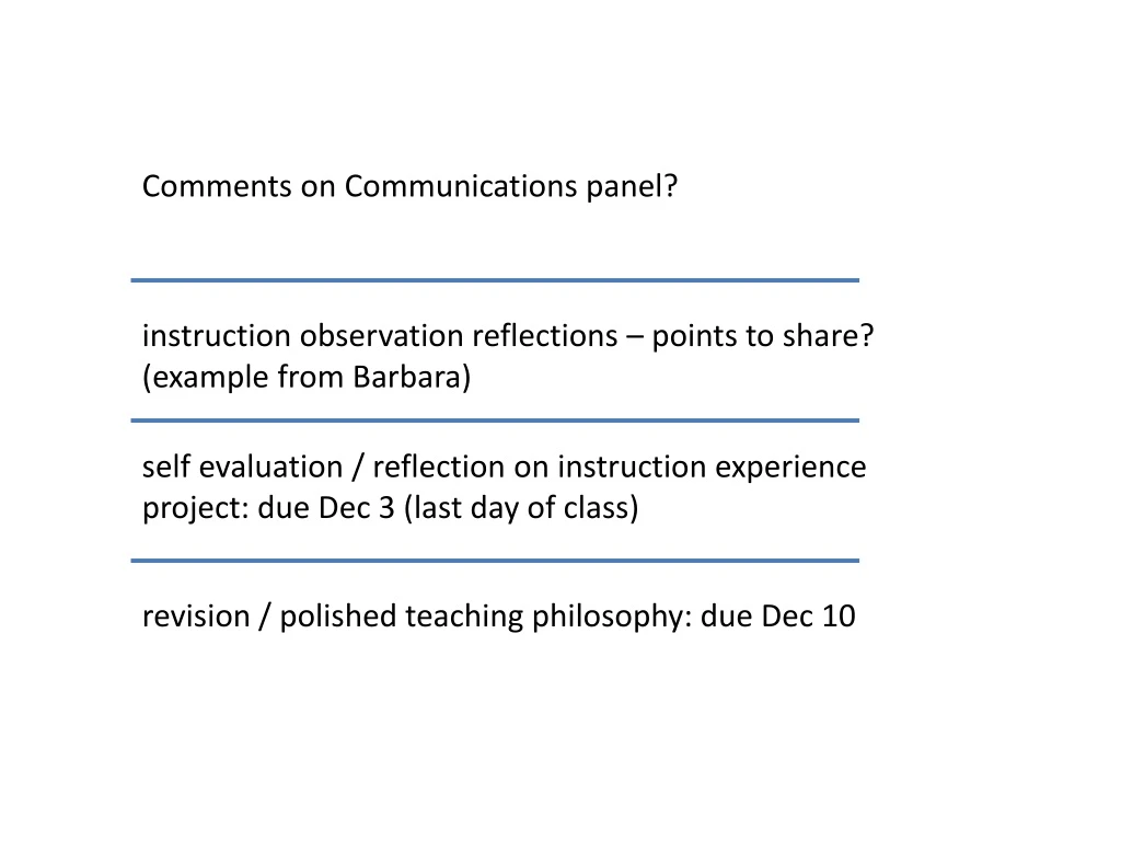 comments on communications panel