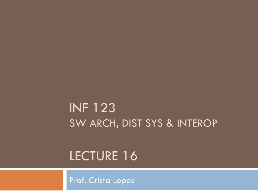 inf 123 sw arch dist sys interop lecture 16
