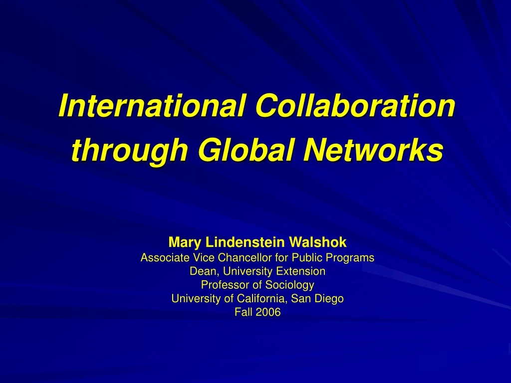 international collaboration through global networks