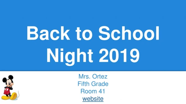 Back to School Night 2019