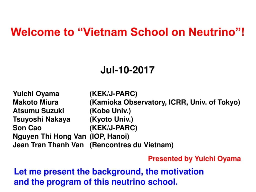 welcome to vietnam school on neutrino