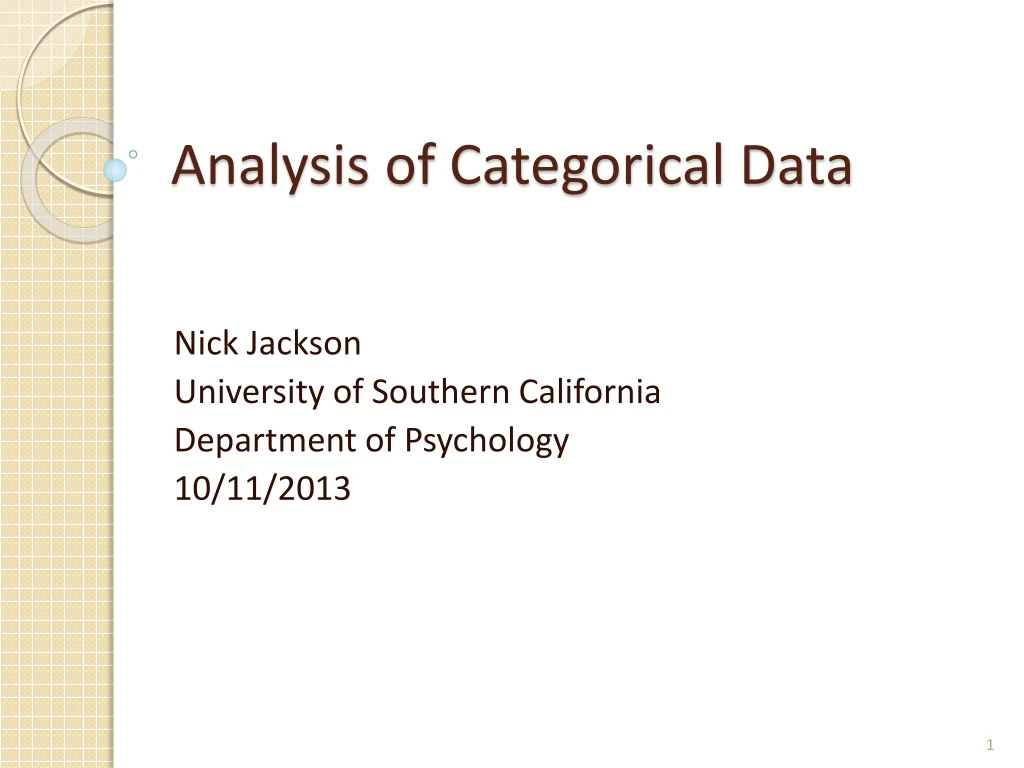 analysis of categorical data