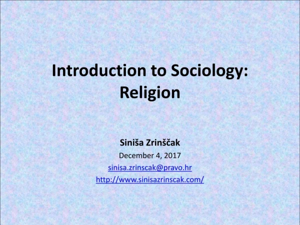 Introduction to Sociology: Religion