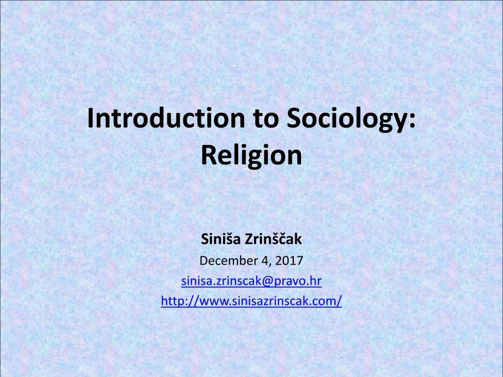 introduction to sociology religion