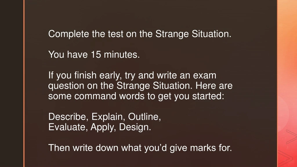 complete the test on the strange situation