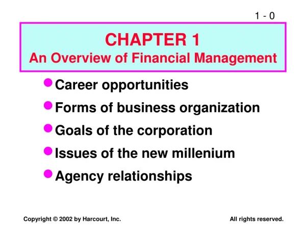 CHAPTER 1 An Overview of Financial Management