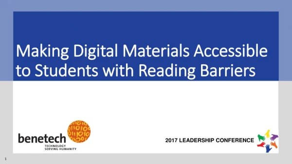 Making Digital Materials Accessible to Students with Reading Barriers
