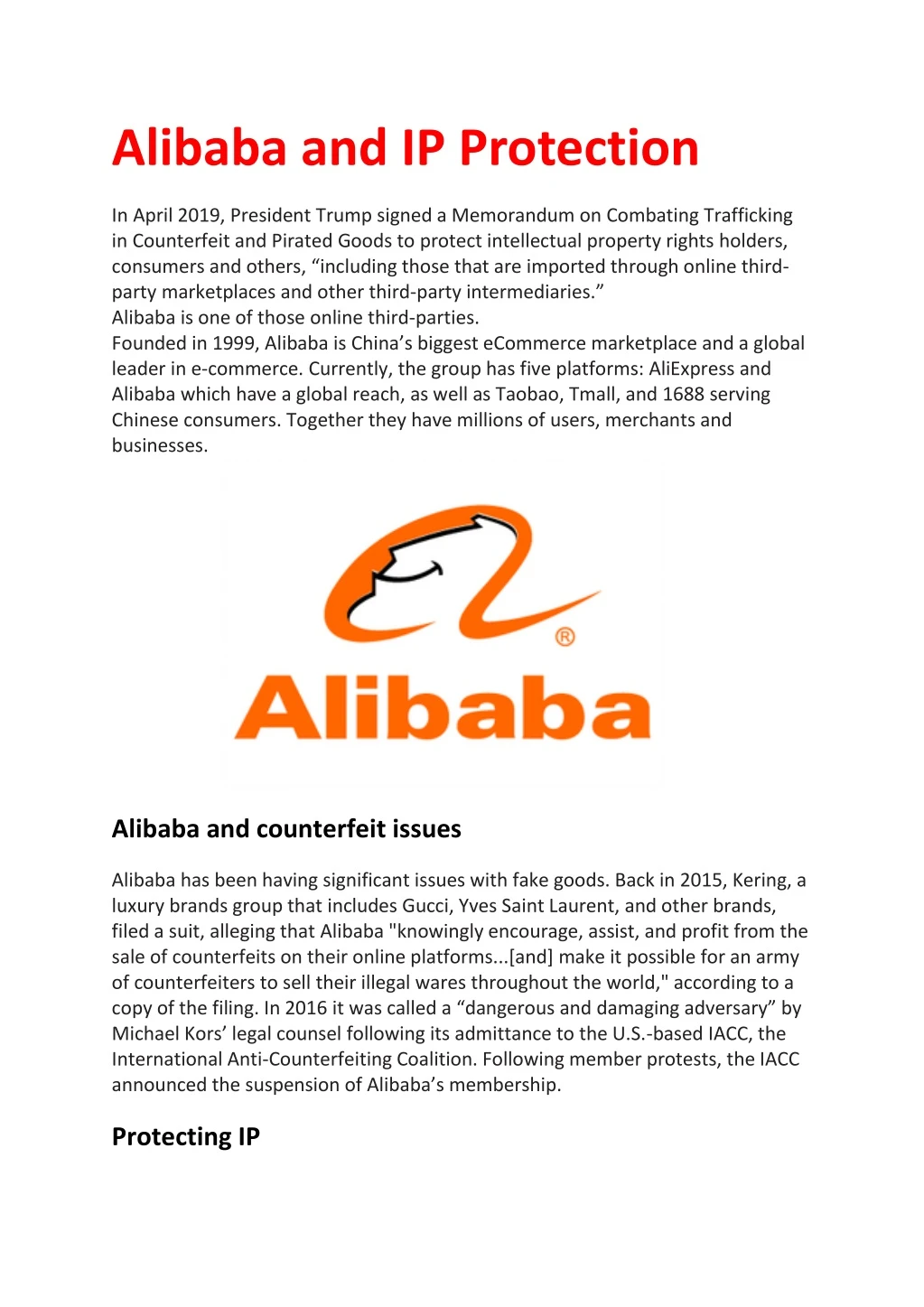 alibaba and ip protection