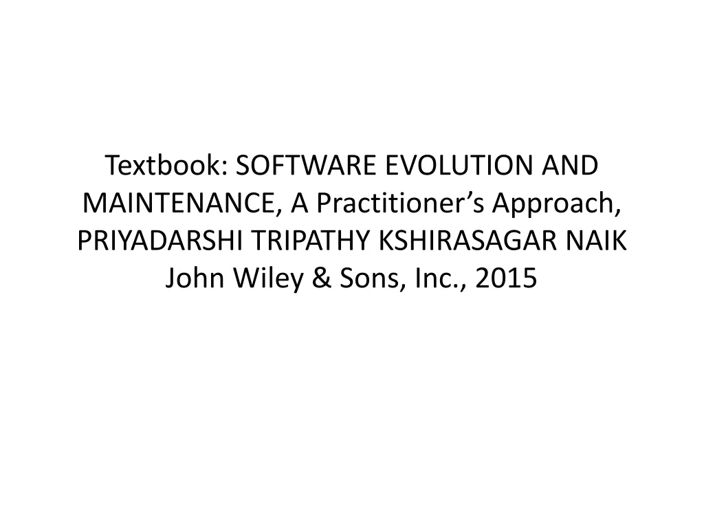 textbook software evolution and maintenance