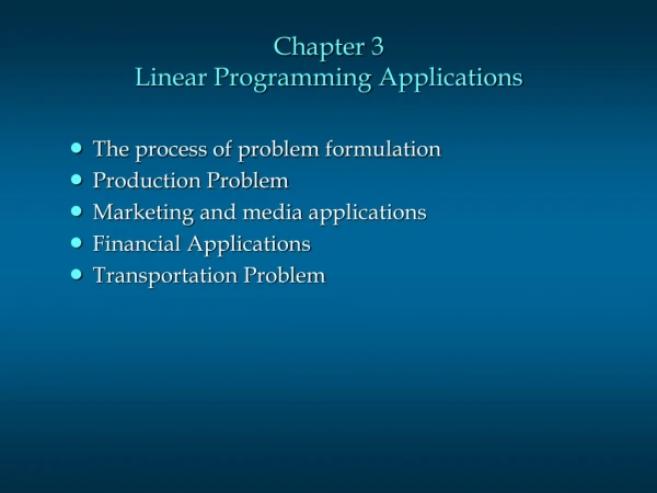 Chapter 3 Linear Programming Applications