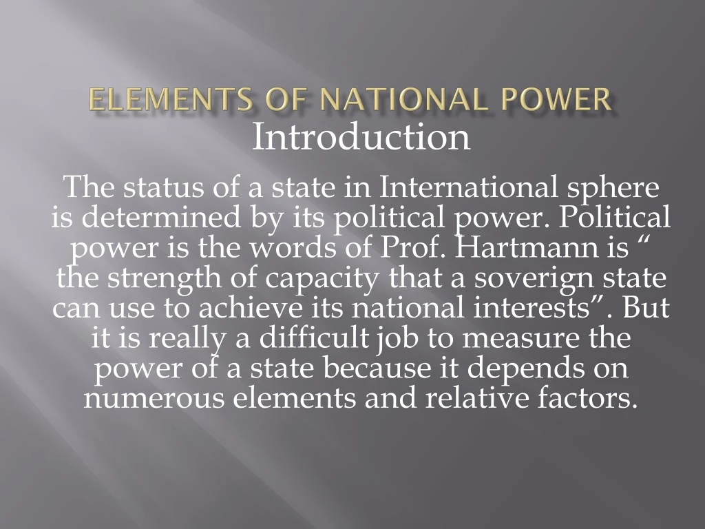 elements of national power