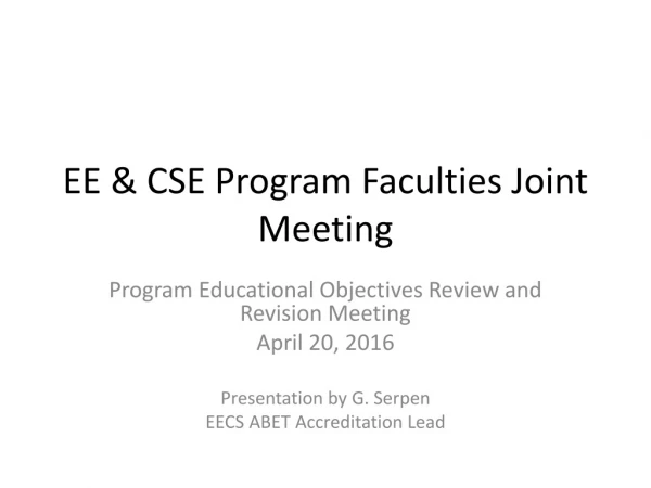 EE &amp; CSE Program Faculties Joint Meeting