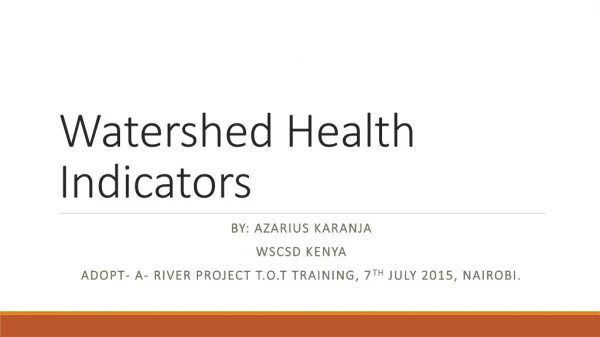 Watershed Health Indicators