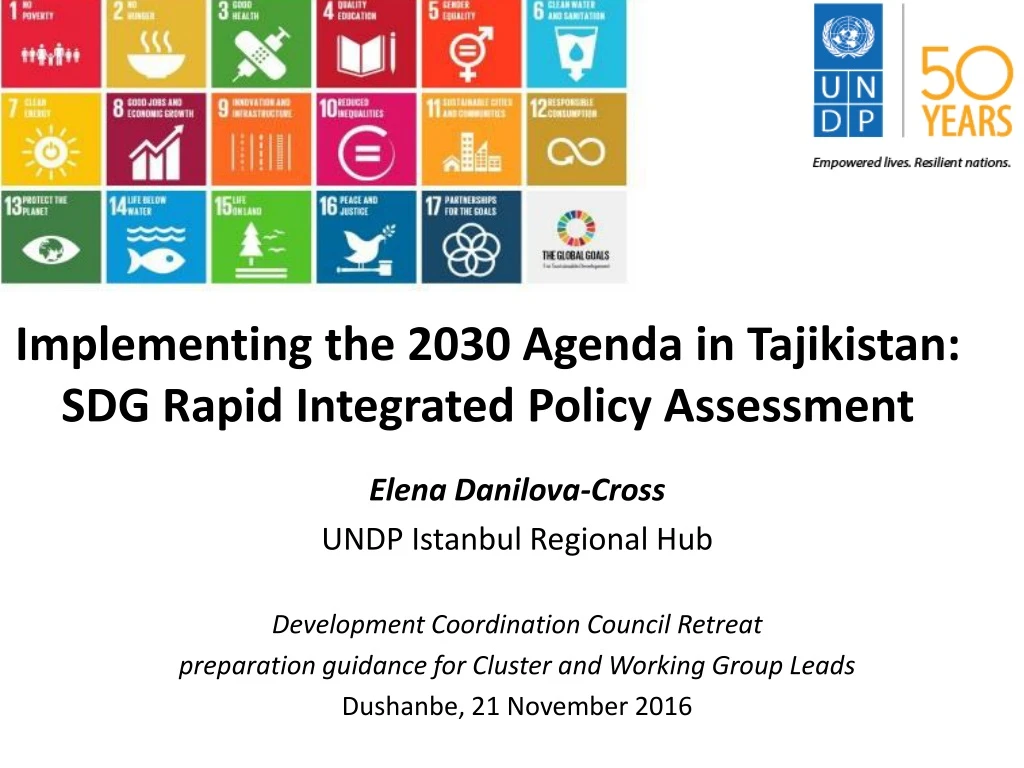 implementing the 2030 agenda in tajikistan sdg rapid integrated policy assessment