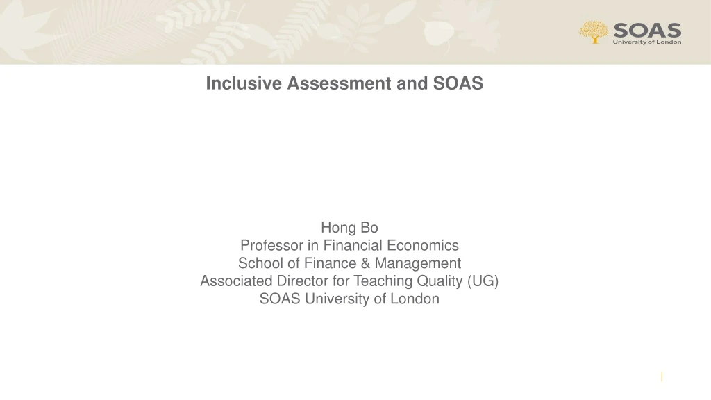 inclusive assessment and soas