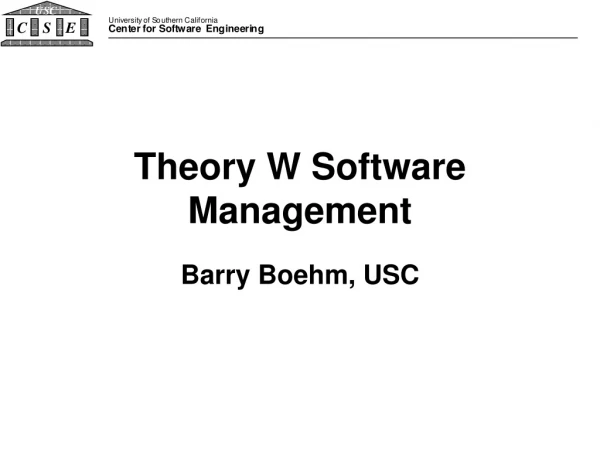 Theory W Software Management