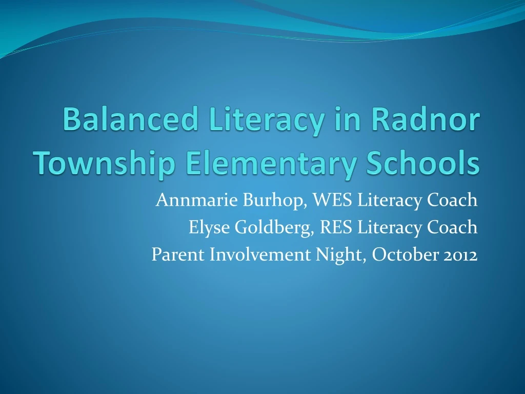 balanced literacy in radnor township elementary schools