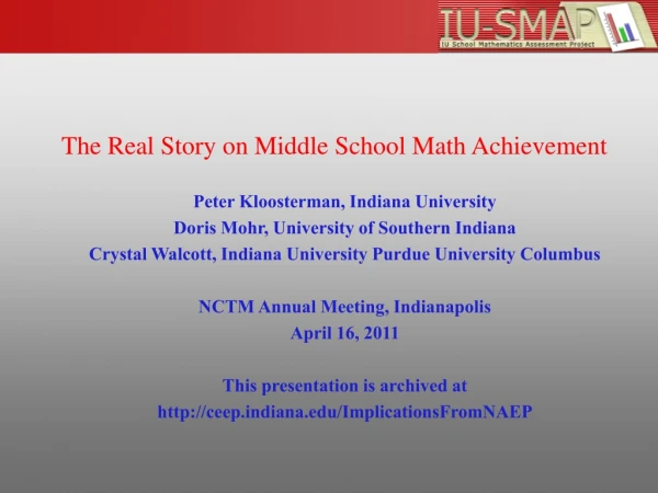 The Real Story on Middle School Math Achievement