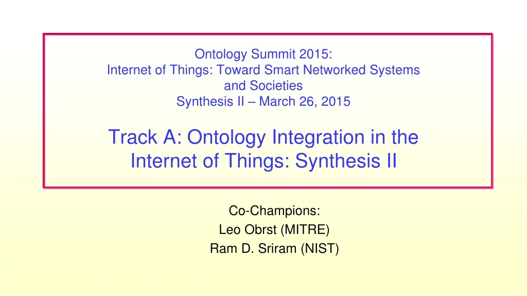 co champions leo obrst mitre ram d sriram nist