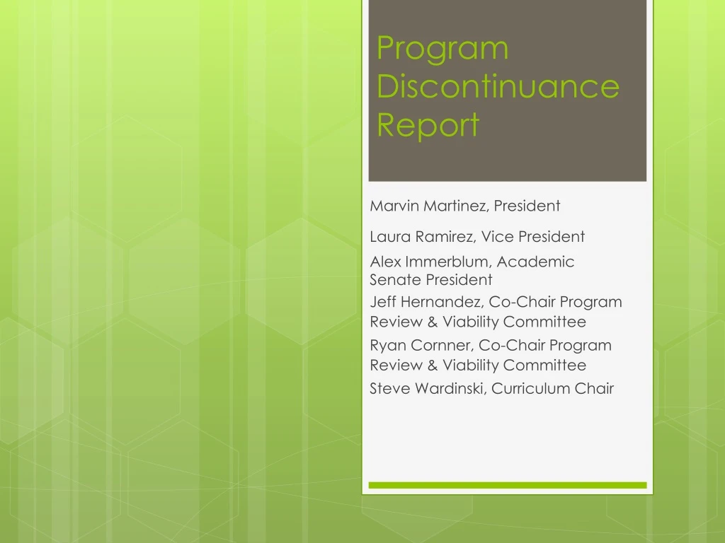 program discontinuance report