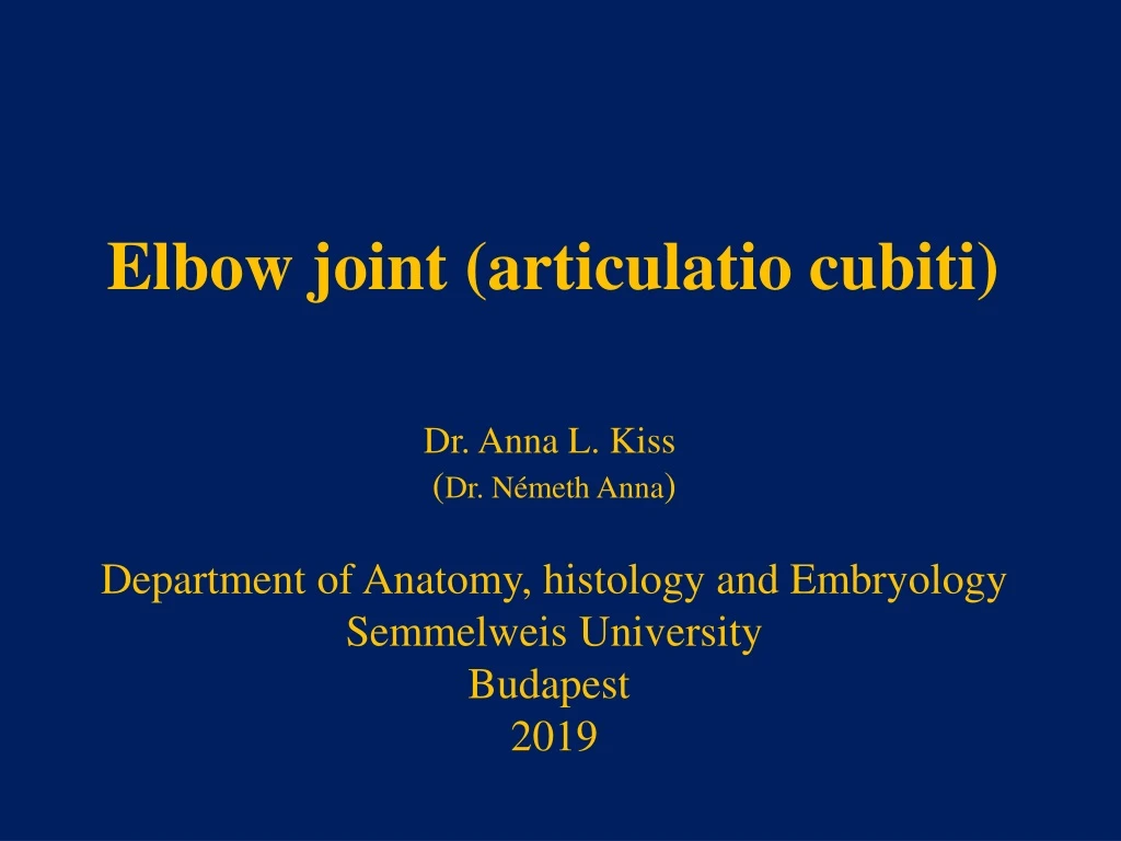 elbow joint articulatio cubiti