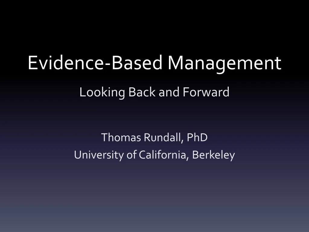 evidence based management