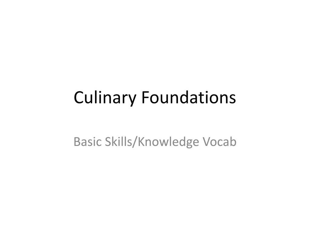 culinary foundations