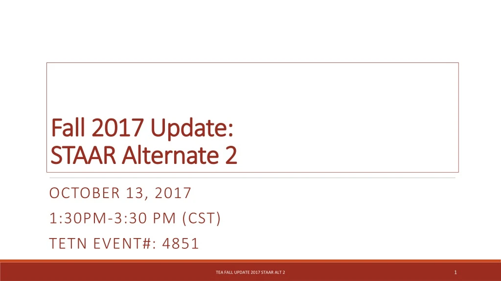 fall 2017 update staar alternate 2